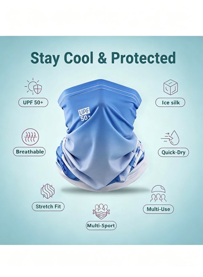Wffo Ice Silk Mask - UPF 50+ UV Protection - Multifunctional Mask - Summer Breathable Face Cover for Men Women, Hiking Cycling Fishing - Glacial Snow - Image 3