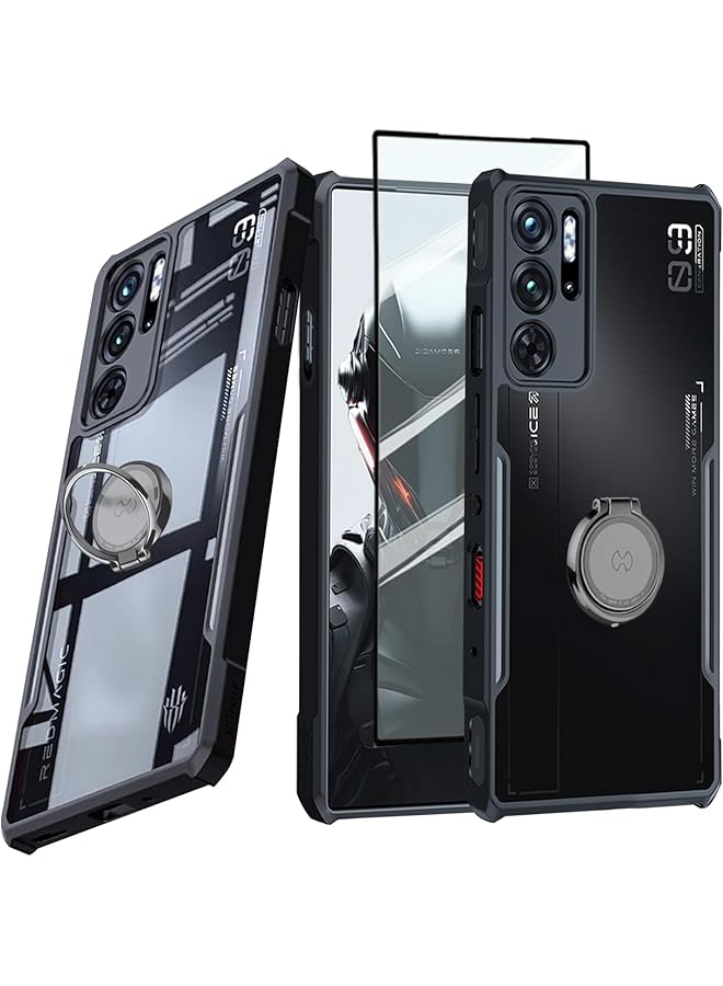 erorex For Zte Nubia Red Magic 9S Pro Case Magic 9 Pro Magic 9 Pro+ Magic 9S Pro+ With Screen Protector 360° Ring Holder Stand Tpu Shockproof Back Cover Anti Fingerprint Clear Matte Protective Casing - Image 1