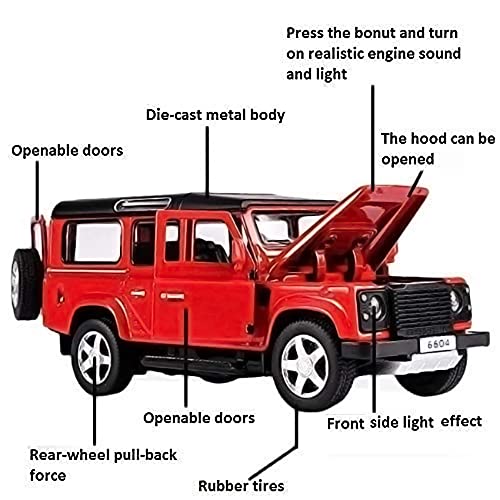 Coelon 1:32 Scale Defender Die Cast Metal Car Toy with Light and Sound for Kid - Image 4