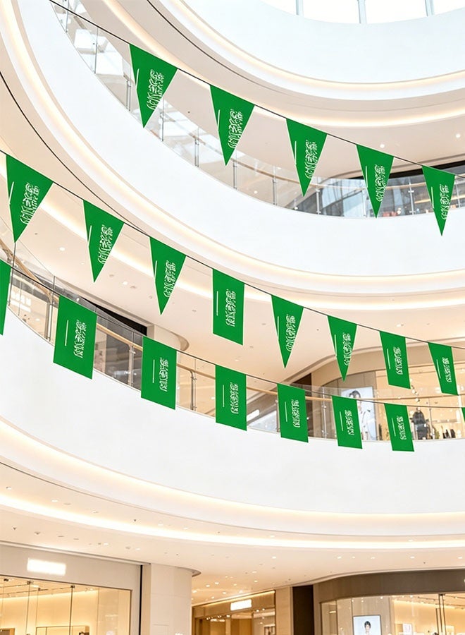 Realfrog 2 pcs Saudi National Day Bunting Flags, KSA Triangle & Rectangle Pennant Banner, Saudi Arabia Flag String Garland for Home Shop Party National Day Decorations - Image 2