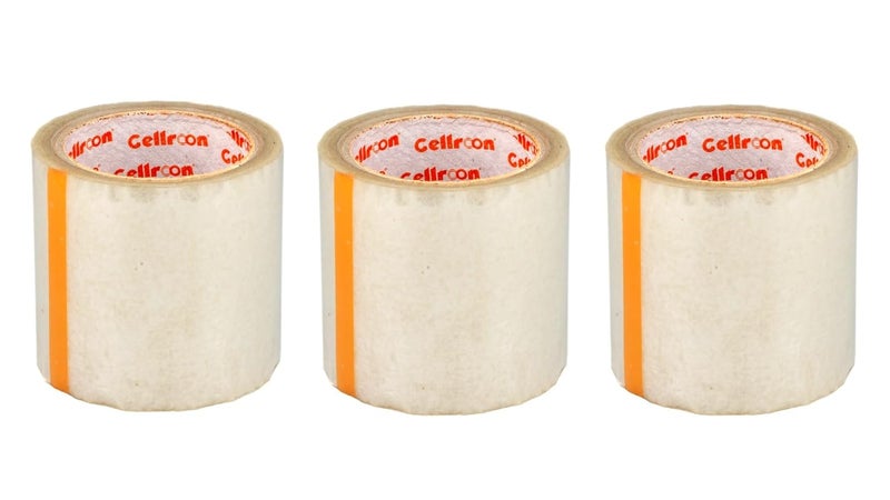 Cellroon Transparent Cello Tape (4 Inch / 65 Meter) Bopp Self Adhesive Tape Rolls, Packaging Tape For Home, Office, And Industrial Use (Pack Of 3) - Image 1