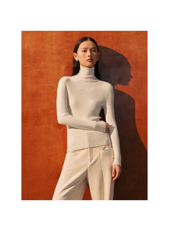 Waxbird Winter Seamless All-wool Semi-high Neck Base Layer Knitted Sweater Women - Image 2