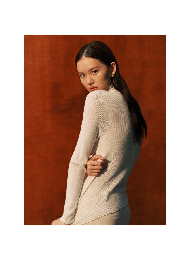 Waxbird Winter Seamless All-wool Semi-high Neck Base Layer Knitted Sweater Women - Image 4