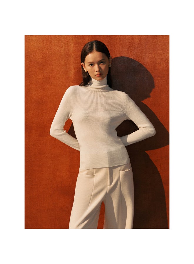 Waxbird Winter Seamless All-wool Semi-high Neck Base Layer Knitted Sweater Women - Image 3