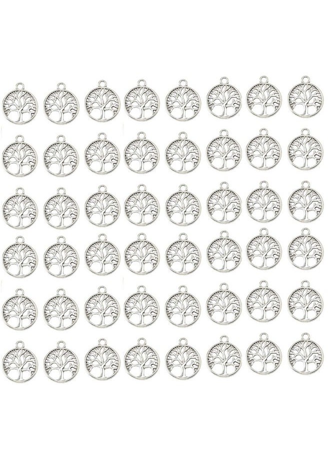 YYaaloa - Pack Of 50 Tree Of Life Charms Jewelry Making Silver Charms Mixed Smooth Tibetan Silver Metal Charms Pendants Diy For Necklace Bracelet Jewelry Making And Crafting - Image 1