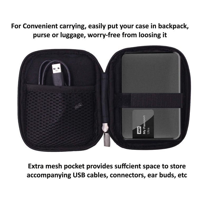 Saco Shock Proof External Hard Disk Case for WD My Passport 4TB USB 3.0 Portable External Hard Drive -Black - Image 3
