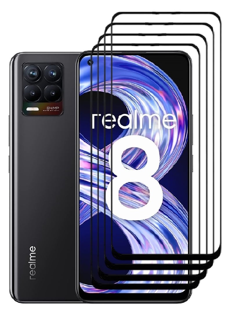 AINA 4 Pieces Tempered Glass Screen Protector 5D Designed For Realme 8 Full Glue Edge to Edge Full Screen Coverage And Bubble Free - Image 1