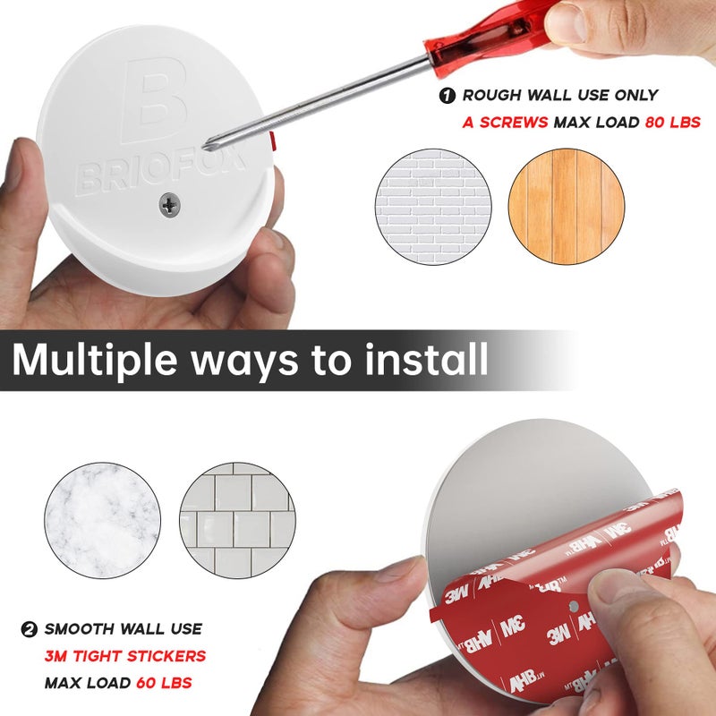 BRIOFOX Shower Curtain Rod Holder 3M Adhesive | Heat Resistant | Waterproof | Max Load 60 lbs Shower Rod Retainer for Wall, 2 Pack, White (Rod Not Included) - Image 3