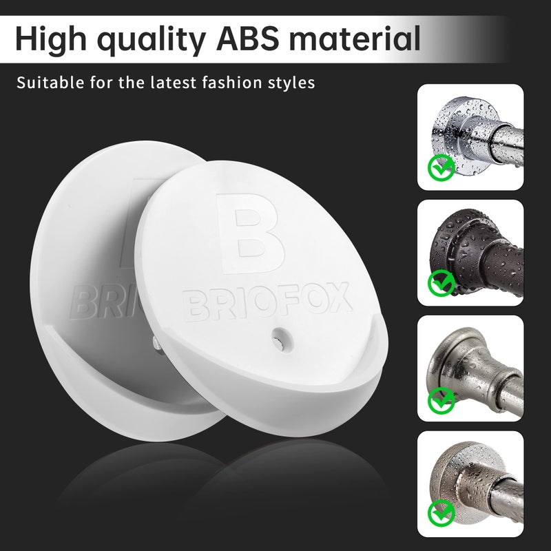 BRIOFOX Shower Curtain Rod Holder 3M Adhesive | Heat Resistant | Waterproof | Max Load 60 lbs Shower Rod Retainer for Wall, 2 Pack, White (Rod Not Included) - Image 5