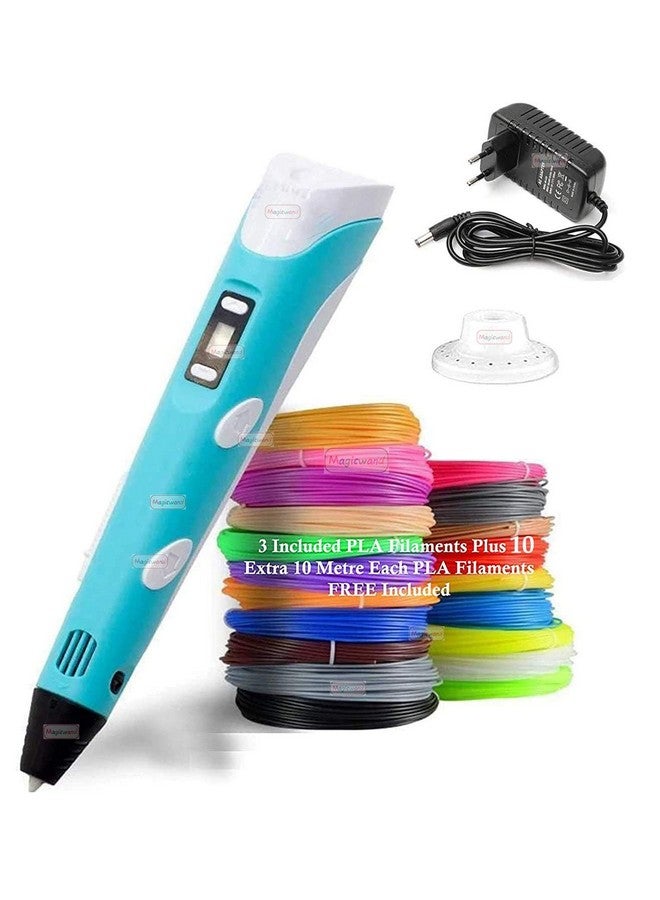 Magicwand 3D Printing Pen with LCD Display【10 Metre Each 10 Filaments EXTRA & 3 Metre Each 3 Filaments】【with ADAPTOR】【Pack of 1】 - Image 1