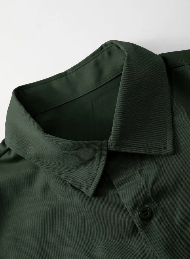 تايك تو قميص رجالي سادة بجيوب وأكمام طويلة