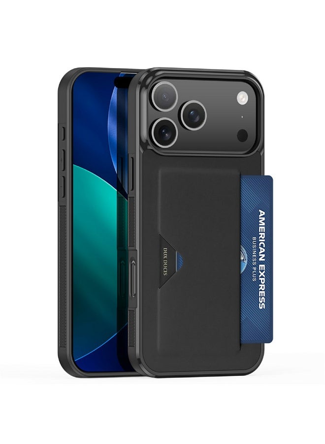 DUX DUCIS iPhone 17 Pro Max Case Pocard Series Card Holder Leather + PC + TPU Phone Cover - Black - Image 2