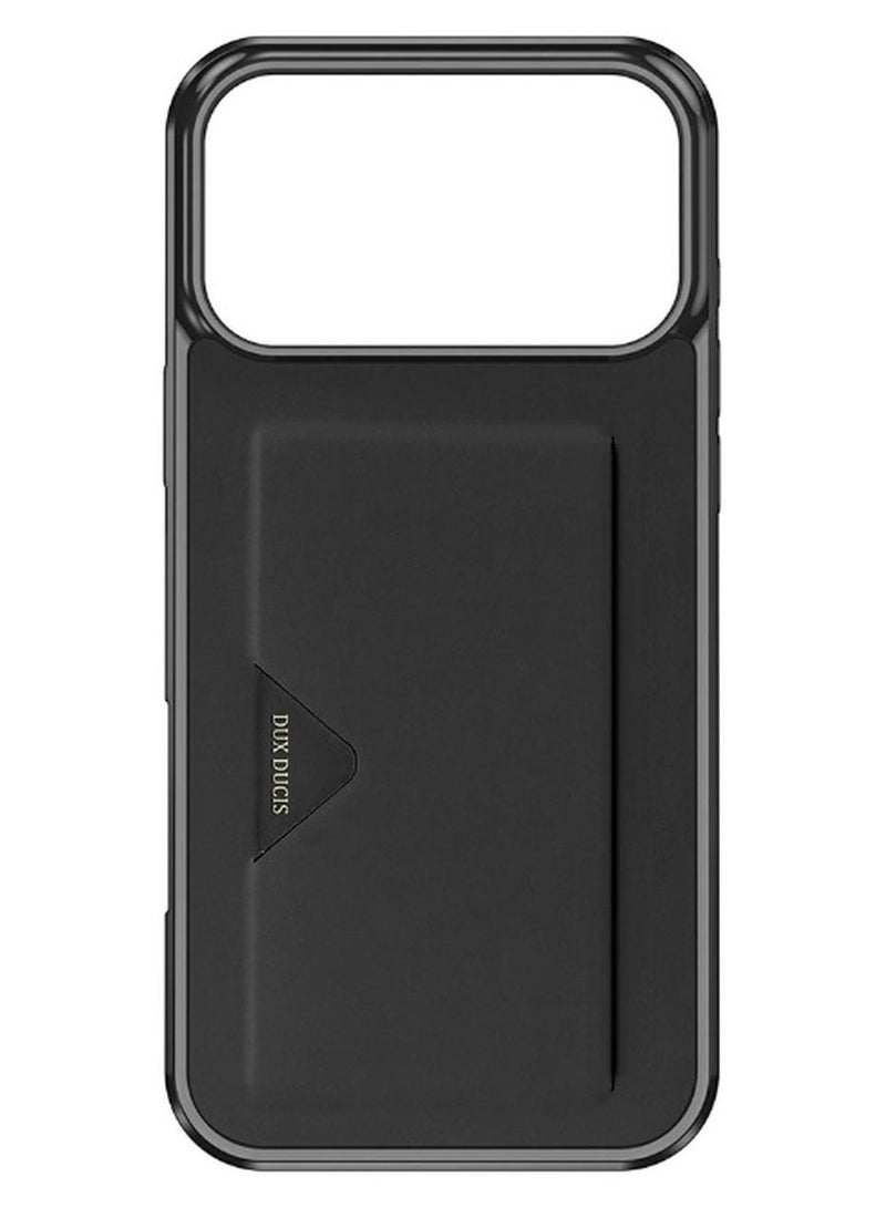 DUX DUCIS iPhone 17 Pro Max Case Pocard Series Card Holder Leather + PC + TPU Phone Cover - Black - Image 1