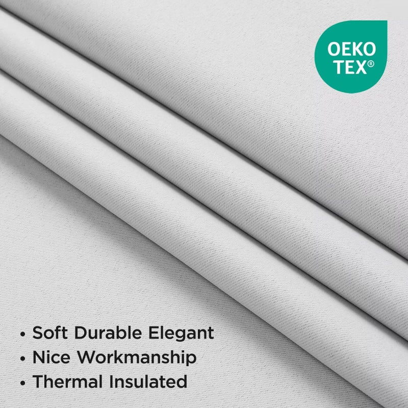 Joydeco White Blackout Curtains 96 Inches Long for Bedroom, Curtains 96 Inch Length 2 Panels Set, Room Darkening Curtains & Drapes for Living Room Window (W52 x L96 Inch, Greyish White) - Image 5