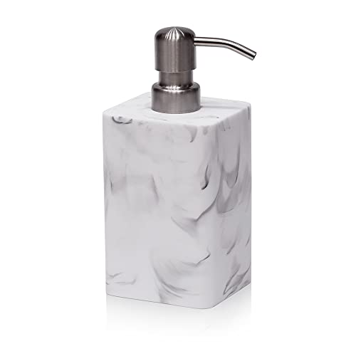 Suanti White Marble Style Hand Soap Dispenser Refillable Liquid Decorative Soap Dispenser for Bathroom Countertop and Kitchen 145 Oz - Image 1