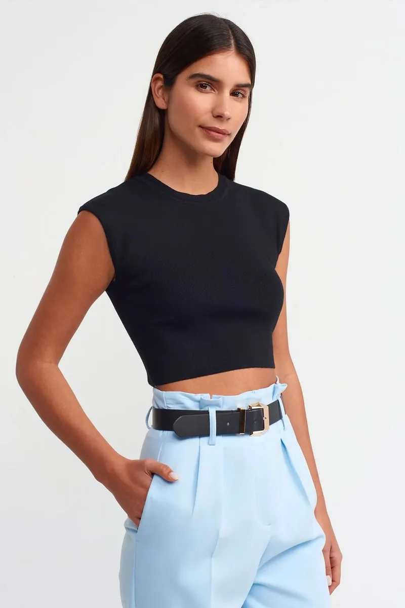 DILVIN Women's Sleeveless Ribbed Crop T-Shirt