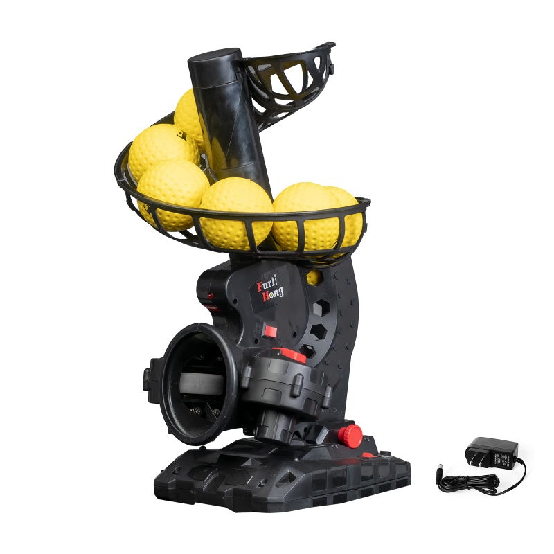 Furlihong Upgraded Electronic Baseball Pitching Machine Adjustable Angles Speed AC Adapter or Battery Powered Comes with 8 Dimpled Balls for Batting and Fielding Practice of Low Level