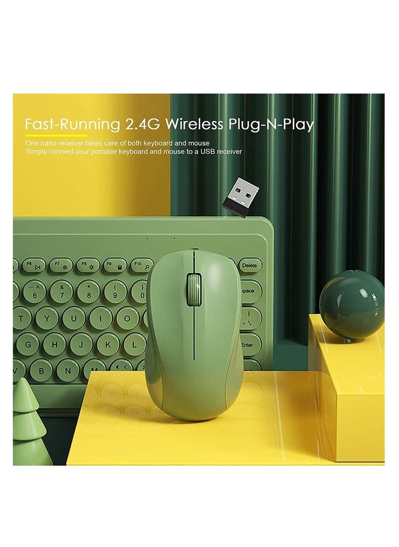 Excefore - Fashion Wireless Keyboard and Mouse Combo, USB Cordless Round Key Smart Power-Saving Ultra Slim Combo - Image 1
