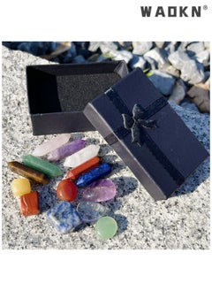 WAOKN Crystal Gifts, Premium Healing Crystals - 7 Chakra Set Tumbled Stones, 7 Chakra Stone Set Meditation Stone Yoga Amulet With Gift,Double Pointed Stone Tiger Eye Amethyst Powder Crystal Handicraft  - Image 3