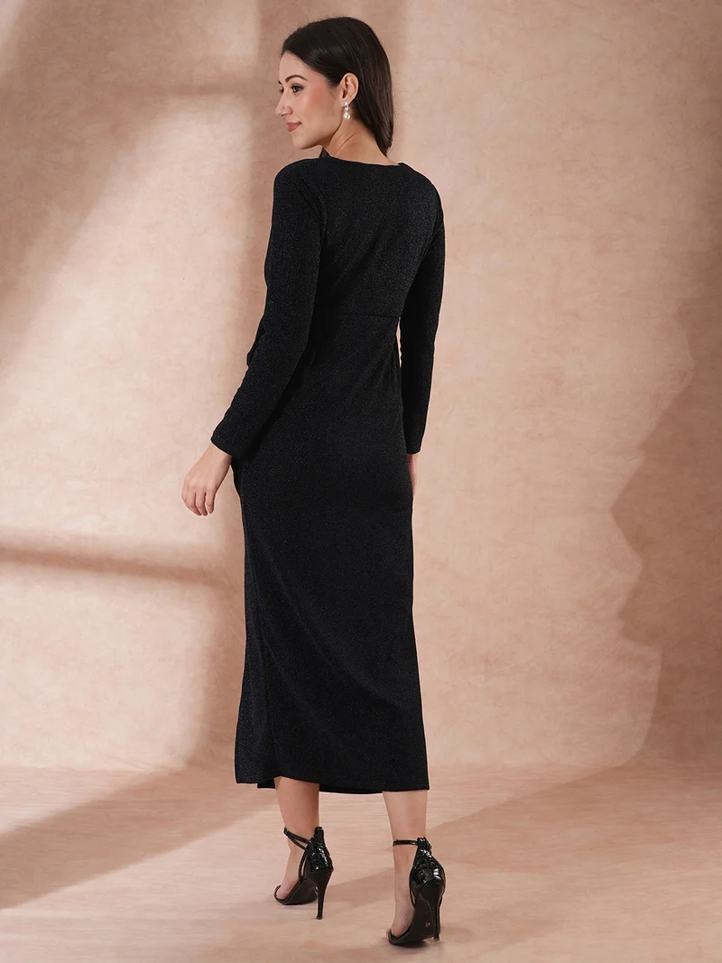 globus Women Ruffled V-Neck Maxi Dress