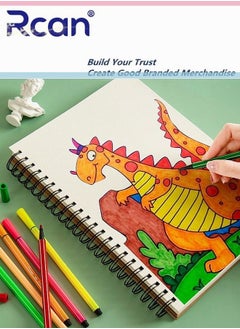 Rcan 3Pcs Set Spiral Notebooks Blank Sketch Notebooks Kraft Cover Sketchbook for Sketching Diary Memo Journal (100 Pages / 50 Sheets / 100g)  - Image 5