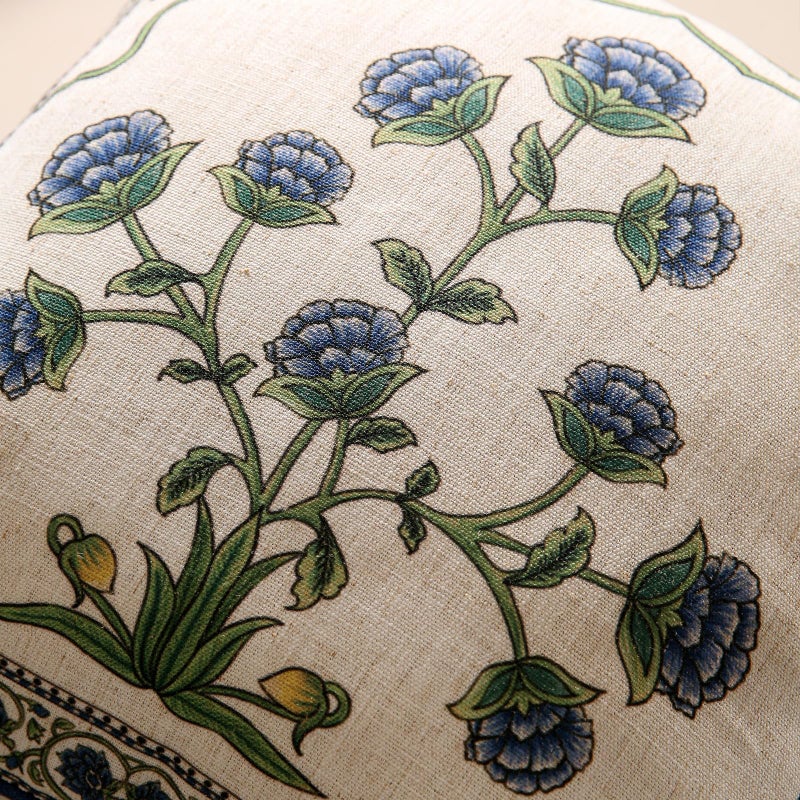 patdrea Designer Throw Pillow Covers Set of 2,Blue Euro Elegant Linen with Blooming Floral Pattern Pillow Cover,Decorative Square Pillowcases Cushion for Bed Living Room Outdoor Car,18"x18" - Image 4