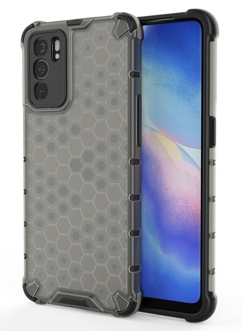Case Cover Honeycomb Case Shockproof Camera Protection Cover Compatible with Oppo Reno 6 5G( Grey&Black) - Image 1