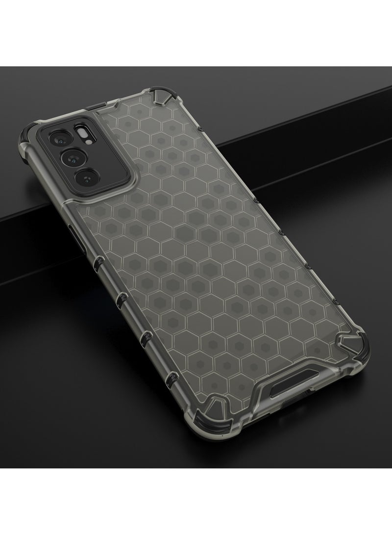Case Cover Honeycomb Case Shockproof Camera Protection Cover Compatible with Oppo Reno 6 5G( Grey&Black) - Image 2