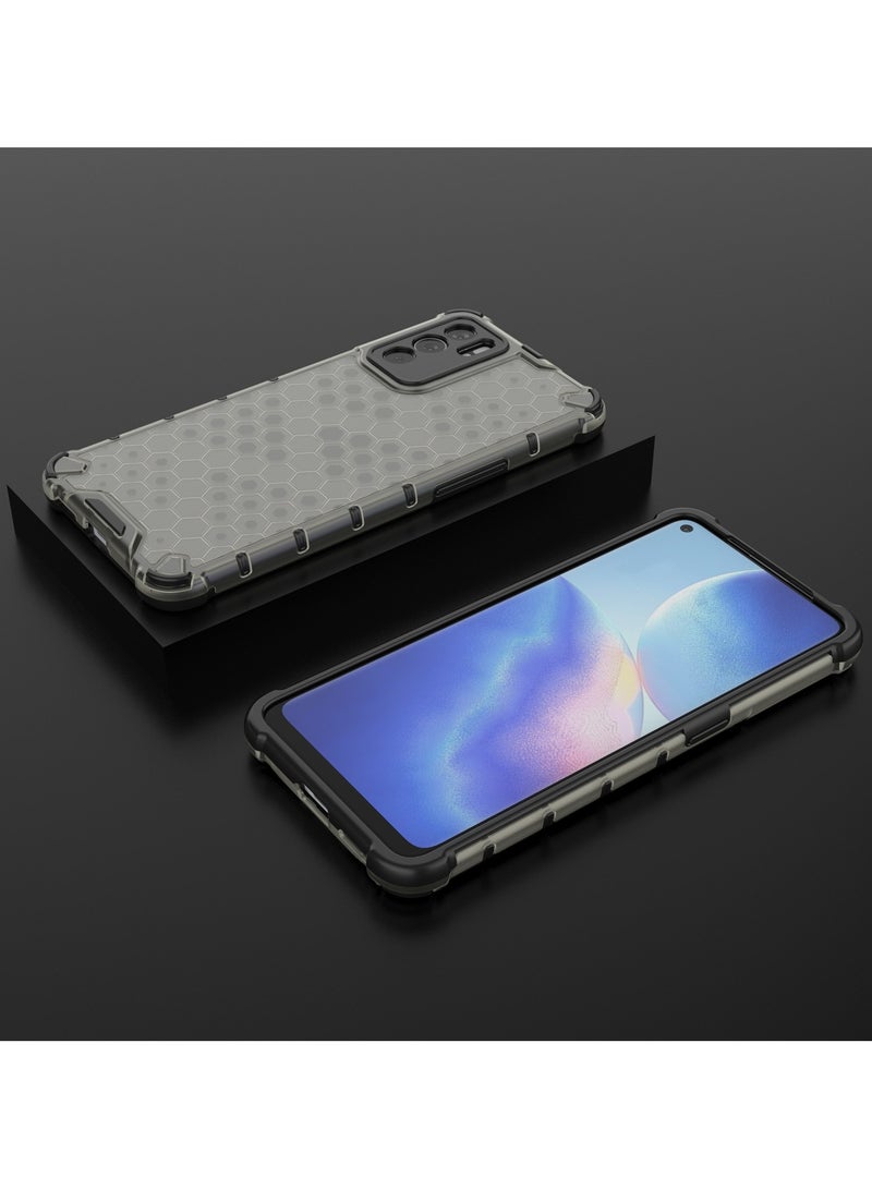 Case Cover Honeycomb Case Shockproof Camera Protection Cover Compatible with Oppo Reno 6 5G( Grey&Black) - Image 3