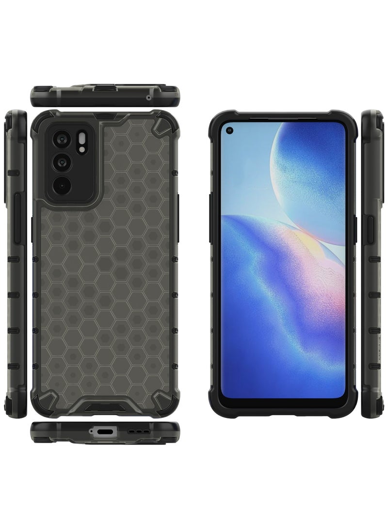 Case Cover Honeycomb Case Shockproof Camera Protection Cover Compatible with Oppo Reno 6 5G( Grey&Black) - Image 4