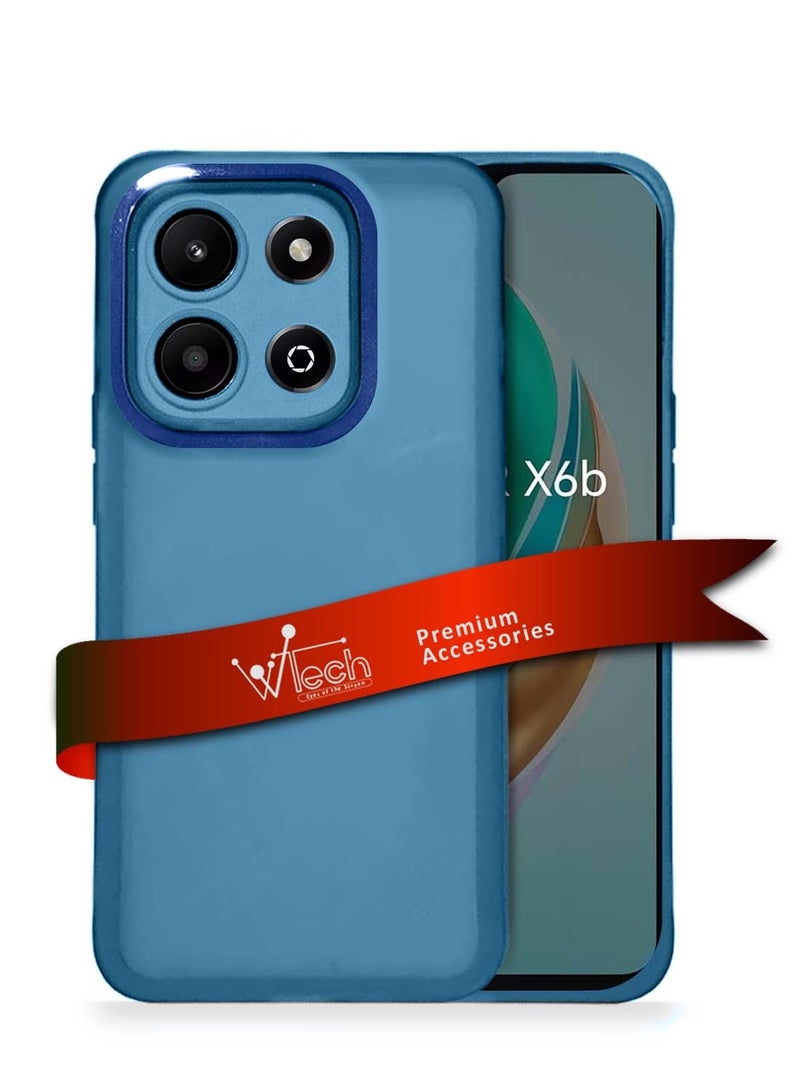 دبليو تيك Honor X6b 4G 2024 غطاء خلفي ناعم وشفاف من مادة البولي يوريثان الحراري والسيليكون فائق النحافة أنيق مطلي بالكهرباء وحدود الكاميرا باللون الأزرق - Image 1