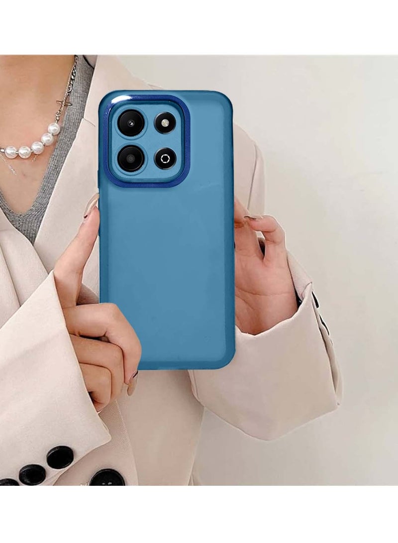 دبليو تيك Honor X6b 4G 2024 غطاء خلفي ناعم وشفاف من مادة البولي يوريثان الحراري والسيليكون فائق النحافة أنيق مطلي بالكهرباء وحدود الكاميرا باللون الأزرق - Image 4