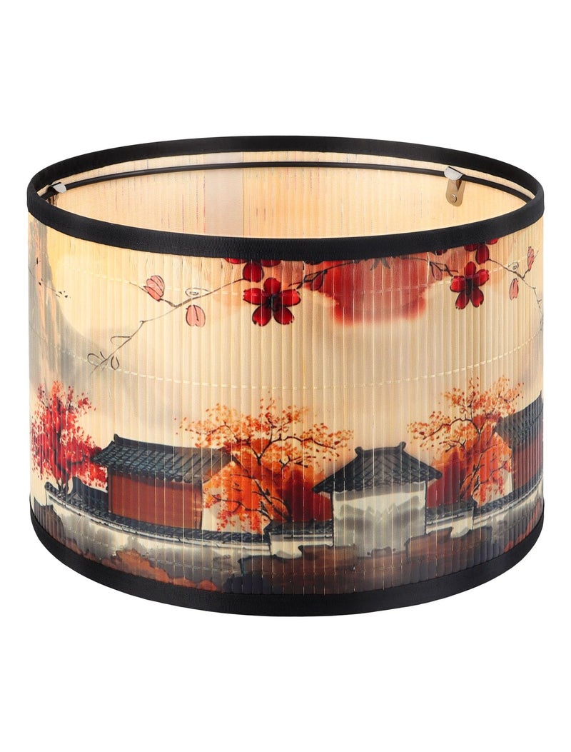 GES Natural Bamboo Drum Lampshade 11811879 Inch Table Lamp Shade with Floral Print Medium lamp Cover for Bedroom Living Room Home Decor Boat2 - Image 2