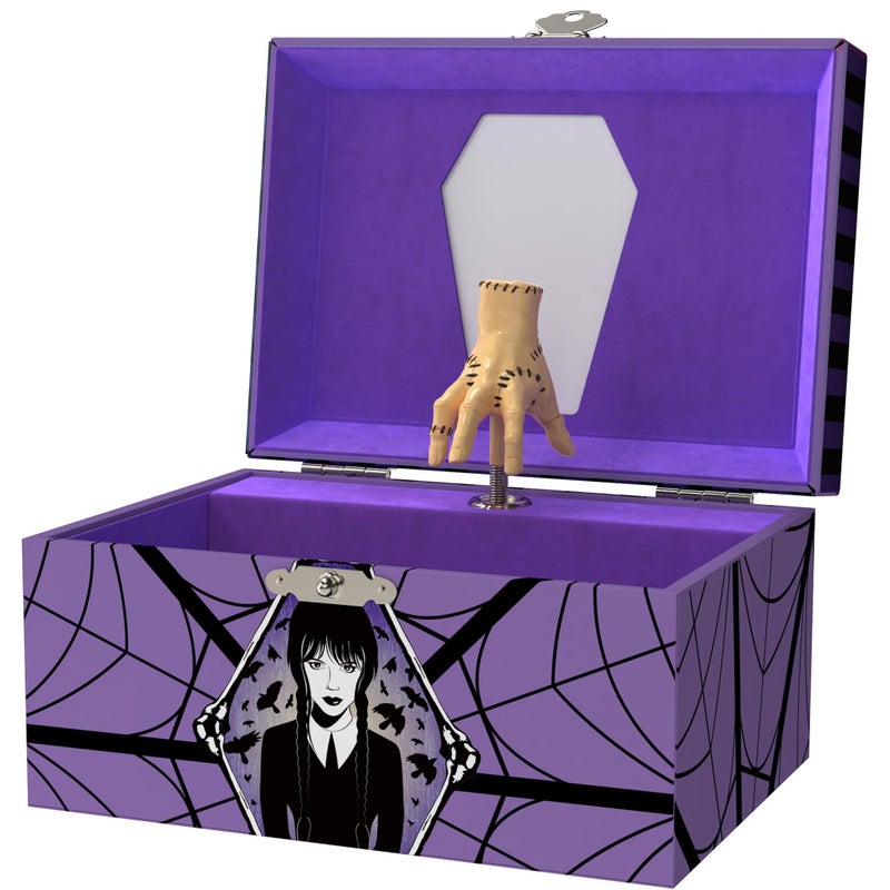 Mini Treasures Wednesday Jewelry Box for Girls - Musical Jewelry Box with Spinning Figurine, Wednesday Addams Toys for Kids Ages 3-5 - 6 x 4.7 x 3.5 in - Image 1