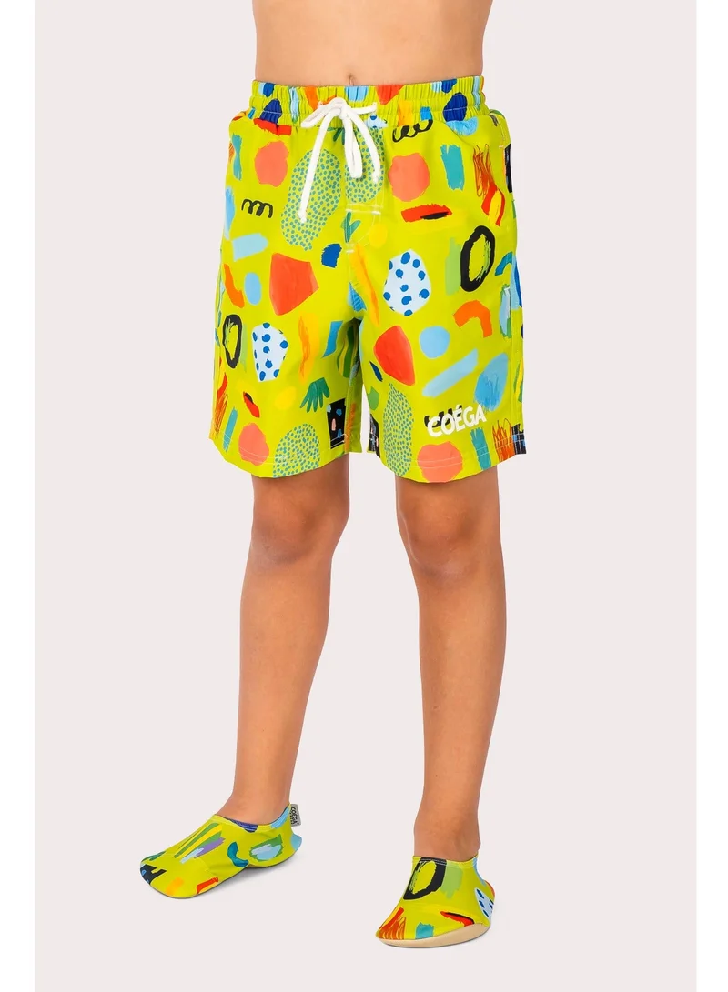 COEGA Boardshorts Elast Wst Boys - Green Sketch