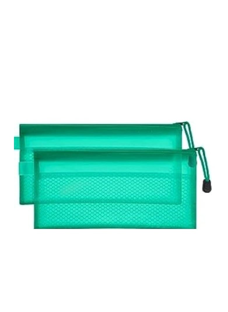 A6 Plastic File Pouch – Green Color, Transparent Mesh Design, Secure Zipper Closure, Multi-Purpose for Storage and Organization - Image 2