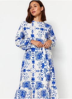 trendyol Blue Belted Floral Woven Dress TCTAW24EB00113  - Image 3