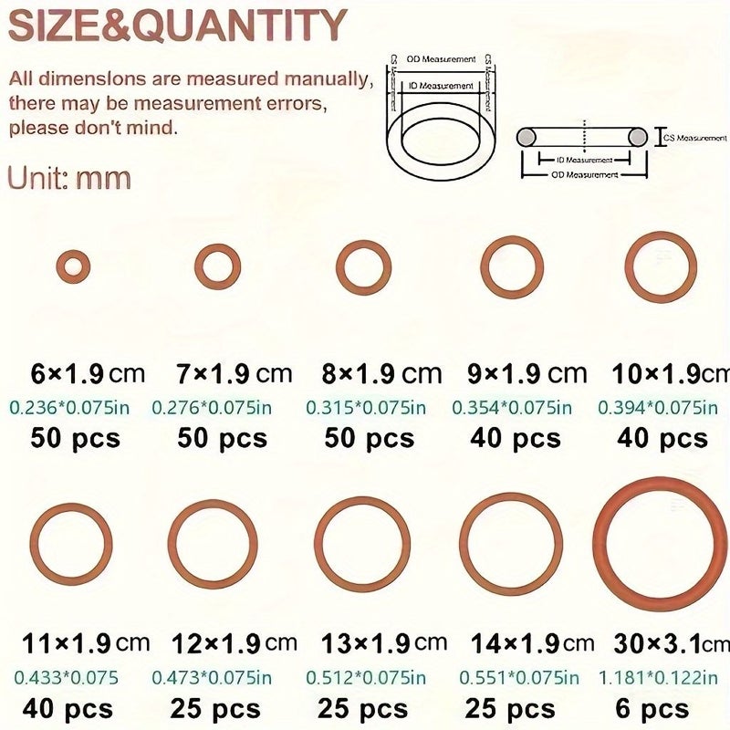 Red 351pcs Silicone O Ring Seal Kit Heavy Duty Leakproof Gasket For Car Plumbing Faucet - Image 4