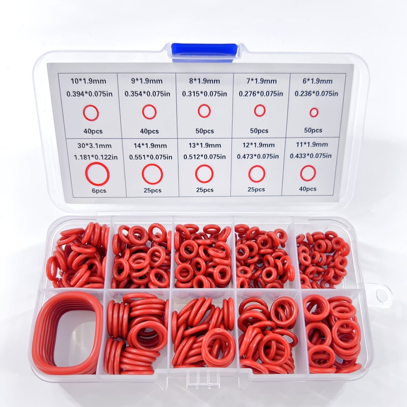 Red 351pcs Silicone O Ring Seal Kit Heavy Duty Leakproof Gasket For Car Plumbing Faucet - Image 2