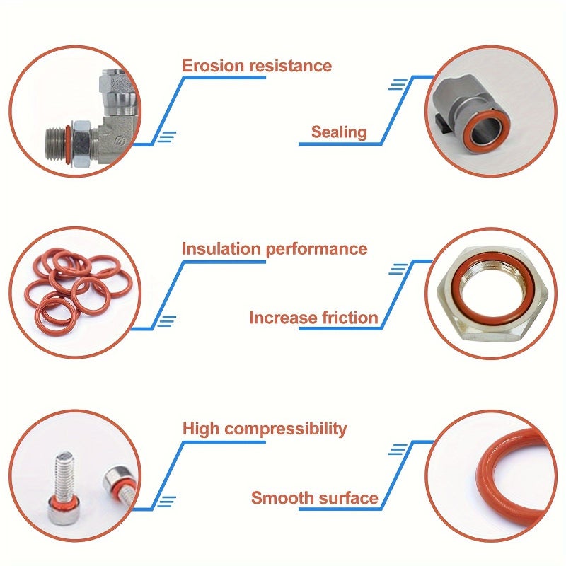 Red 351pcs Silicone O Ring Seal Kit Heavy Duty Leakproof Gasket For Car Plumbing Faucet - Image 5