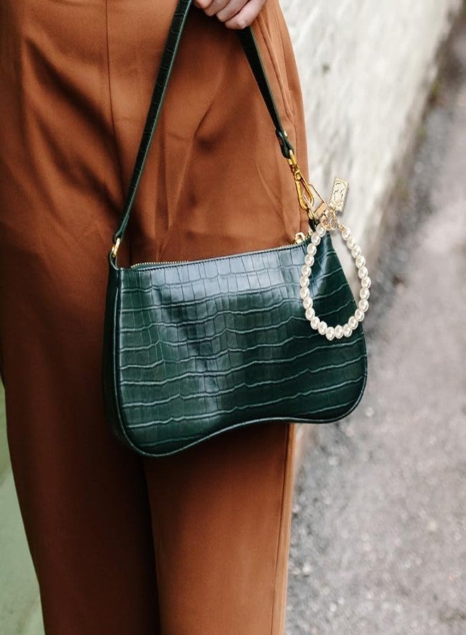 YangQian حافظة هاتف مع سلاسل مفاتيح وزخارف أكياس وإكسسوارات سوار خرز لؤلؤي مع حزام معصم وسلسلة مفاتيح للنساء والفتيات، قلادة حقيبة مع حبل خرز للمفاتيح وسلسلة الهاتف المحمول وحزام المعصم - Image 2