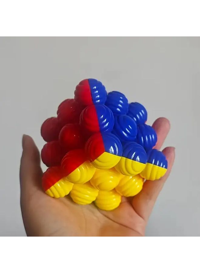 مكعب يوجي 3×3 كرة خرزية بدون ملصقات، ناعم الملمس، أحجية سرعة مبرومة بألوان متداخلة، مناسبة للمبتدئين، ألوان مختلطة، بلاستيك متين، قبضة محسّنة، تصميم كويك جريب للممارسة السريعة. - Image 1