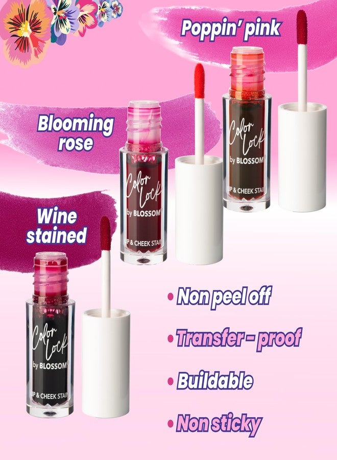 Blossom Lip Gloss Color Lock Lip Stain & Tint, Hydrating, Longlasting, Buildable, Non Drying, Smudgeproof + Transfer Proof, Made in USA with Doe Foot Applicator, 0.14oz, Blooming Rose - Image 2