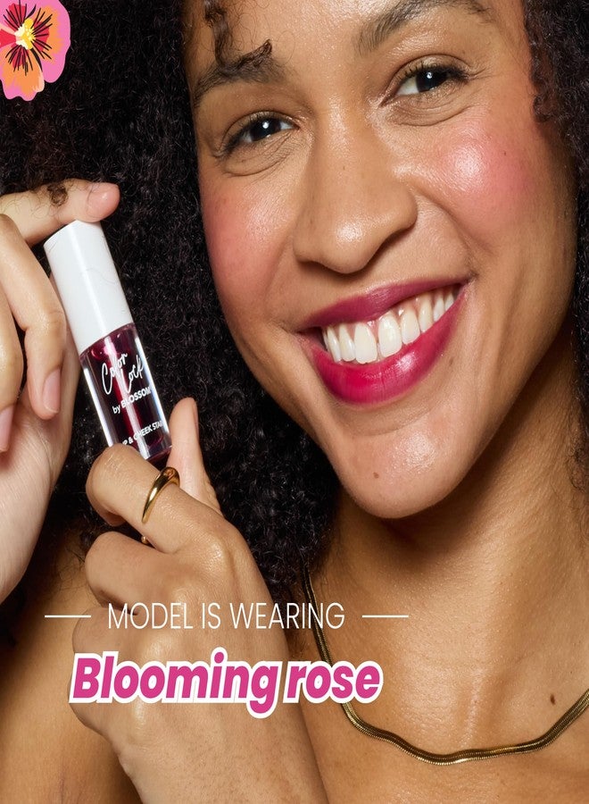 Blossom Lip Gloss Color Lock Lip Stain & Tint, Hydrating, Longlasting, Buildable, Non Drying, Smudgeproof + Transfer Proof, Made in USA with Doe Foot Applicator, 0.14oz, Blooming Rose - Image 5