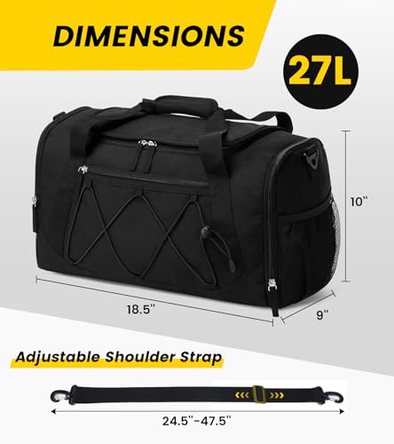 Vorspack Gym Bag for Men 18 Inches Duffle Bag for Travel Duffel Bag with Shoe Compartment Lightweight Travel Bag for Gym Sports Overnight Weekender Black - Image 3