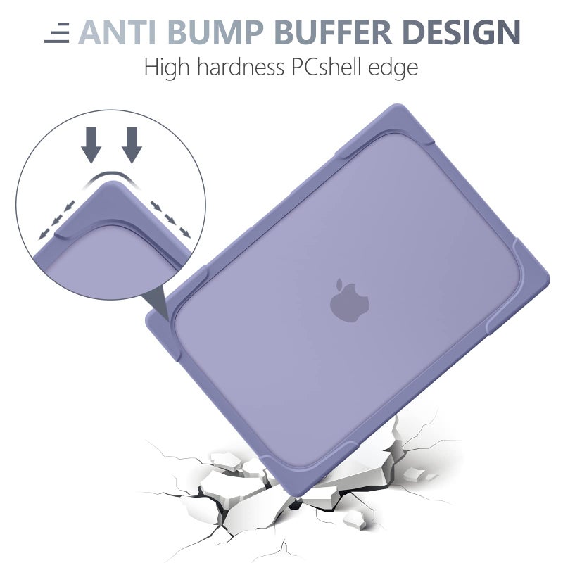 Batianda Heavy Duty Case for MacBook Pro 13 inch 2020 2022 M1/M2 Chip Model A2338 A2289 A2251, Ergonomic Foldable Kickstand (Holds 22lbs) Matte Translucent Protective Cover Keyboard Skin,Lavender Gray - Image 5