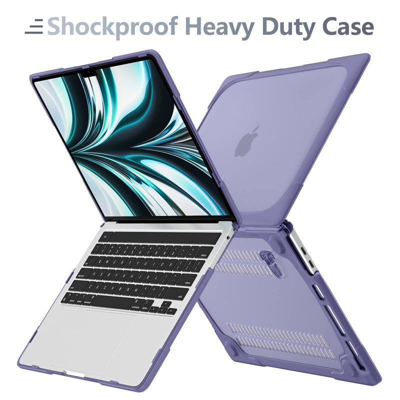 Batianda Heavy Duty Case for MacBook Pro 13 inch 2020 2022 M1/M2 Chip Model A2338 A2289 A2251, Ergonomic Foldable Kickstand (Holds 22lbs) Matte Translucent Protective Cover Keyboard Skin,Lavender Gray - Image 3