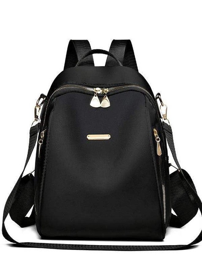 Kausbabi Fashion Mini Backpack Purse for Women, Black Nylon with Gold Hardware, Convertible Shoulder Bag with Multiple Compartments - Image 2