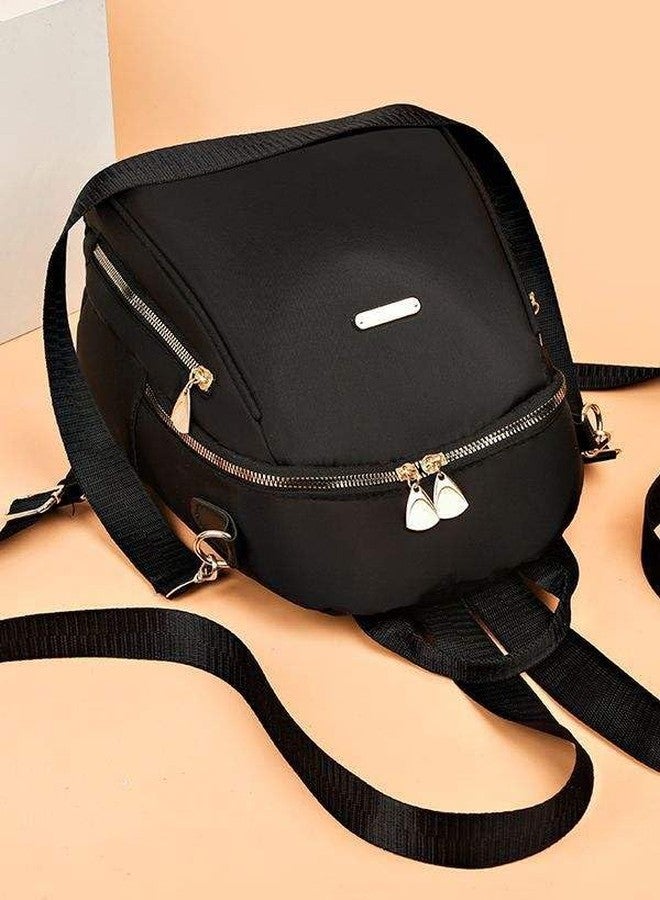 Kausbabi Fashion Mini Backpack Purse for Women, Black Nylon with Gold Hardware, Convertible Shoulder Bag with Multiple Compartments - Image 5