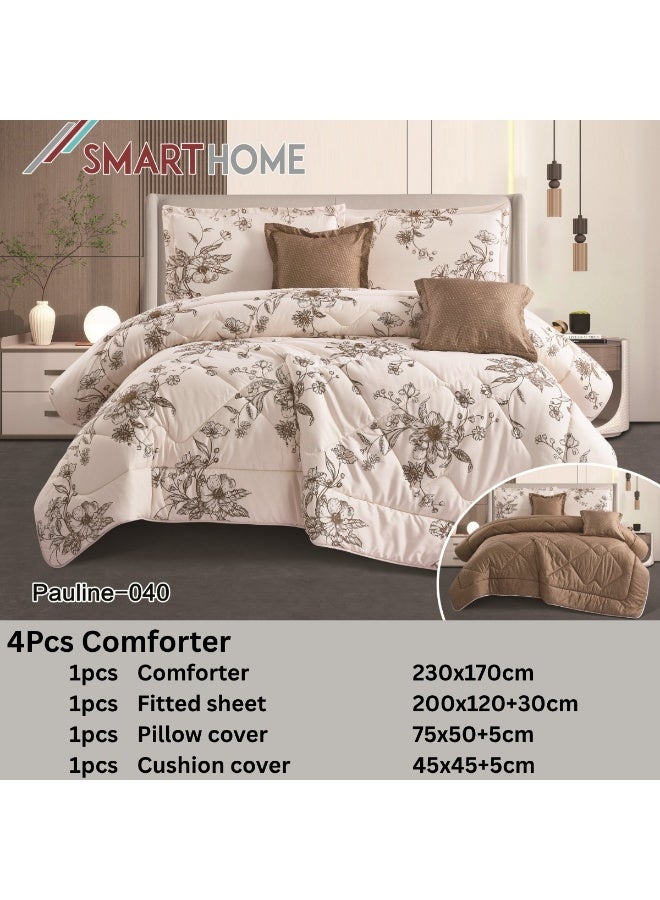 SMART HOME Luxury Hotel Bedding Set – 4-Piece Duvet Cover Set – Bedding Set Includes: Duvet Cover with Filling, Fitted Sheet, 1 Pillowcase, and 1 Square Cushion Cover – Soft and Comfortable Sleeping Set – Duvet Cover Size: 230X170 cm - Image 2